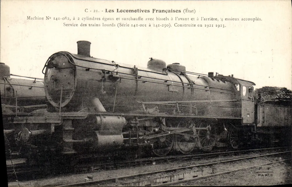 Locomotiva francesa n° 141-082 — Série 141-001 a 141-250 — Editor F. F. Paris - Frente