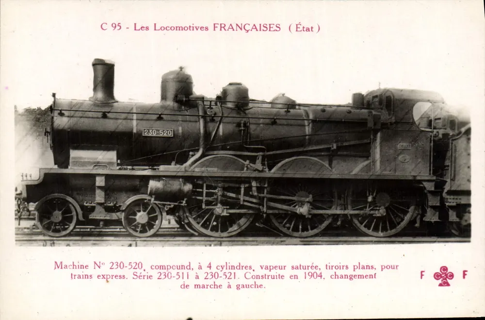 Locomotiva francesa n° 230-520 — Série 230-521 — Editor F. Fleury, Paris - Frente