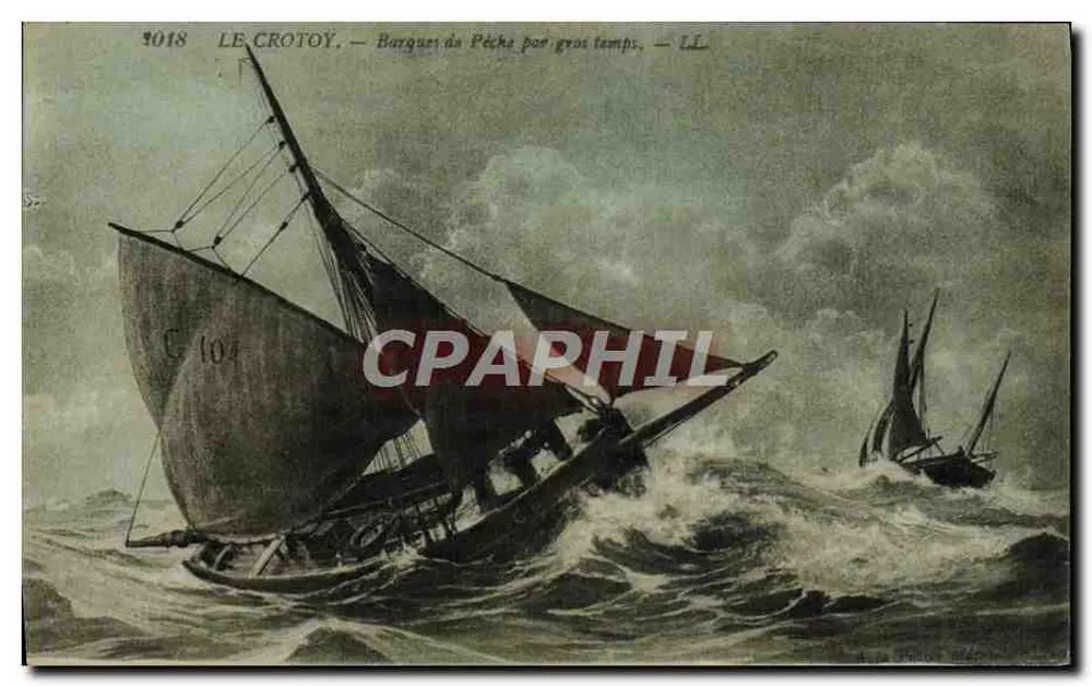 Le Crotoy — Fischerboote bei stürmischem Wetter — LL, n° 1018 - Vorderseite