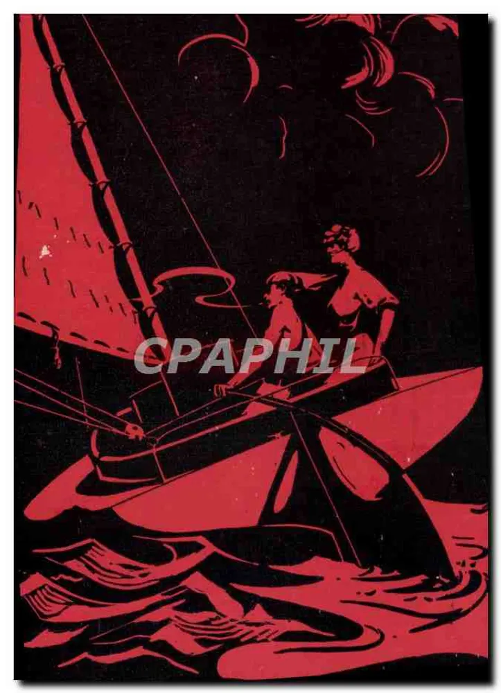 Sailboat at Night — Silhouette style — Éditeur: Silhouettes, série 1300, n°7 - Frente