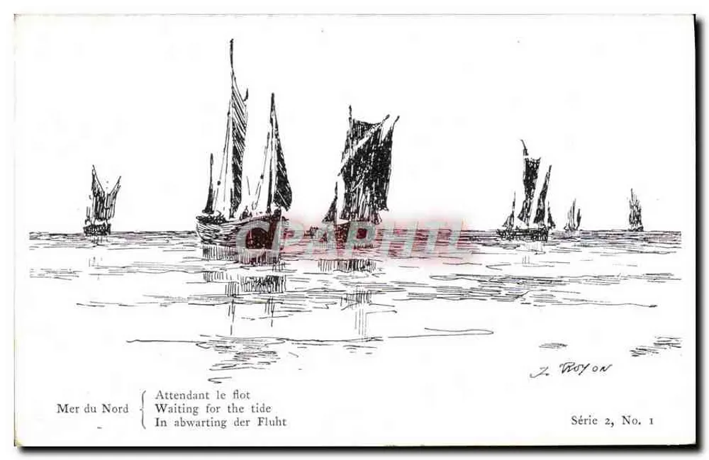 Nordsee — In abwarting der Fluht — J. Woyon, Serie 2, Nr. 1 - Vorderseite