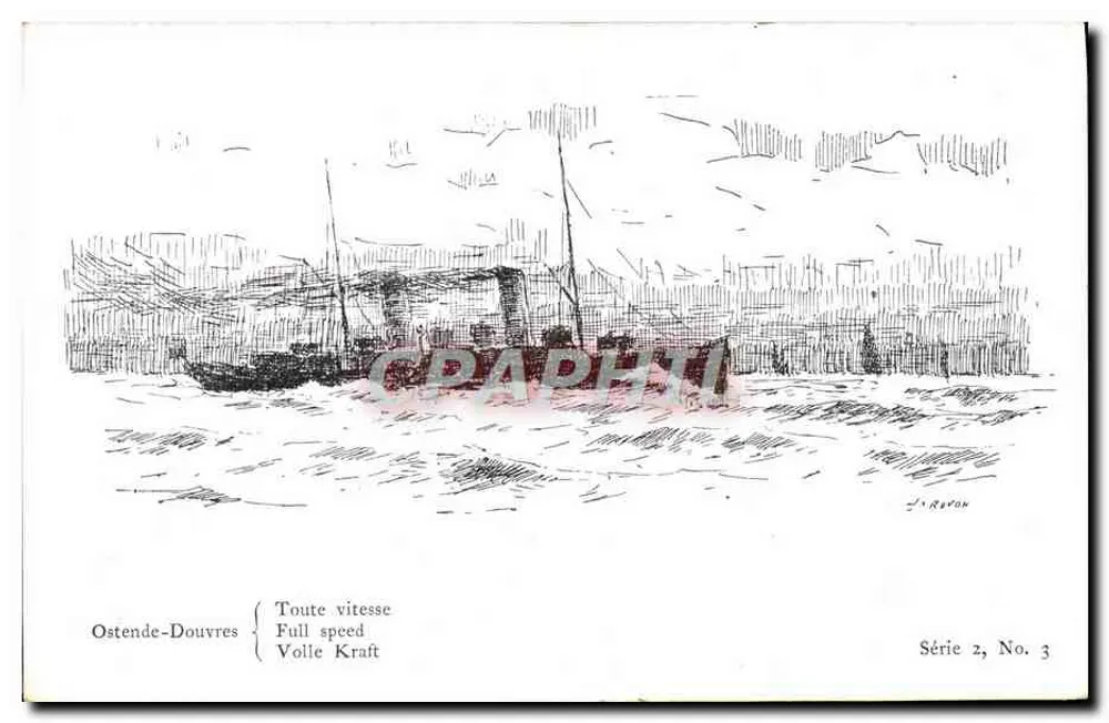 Ostende-Douvres — Hochgeschwindigkeitsboot — Les Peintres de la Mer, Serie 2, Nr. 3 - Vorderseite