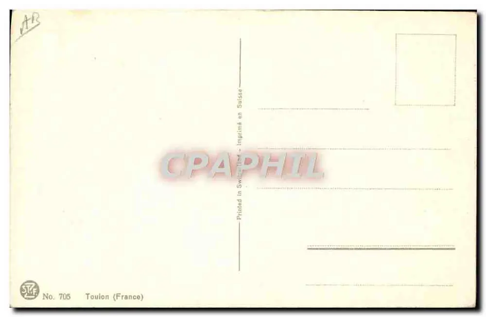 Embarcação a vela — Toulon — editor STF, n° 705 - Verso