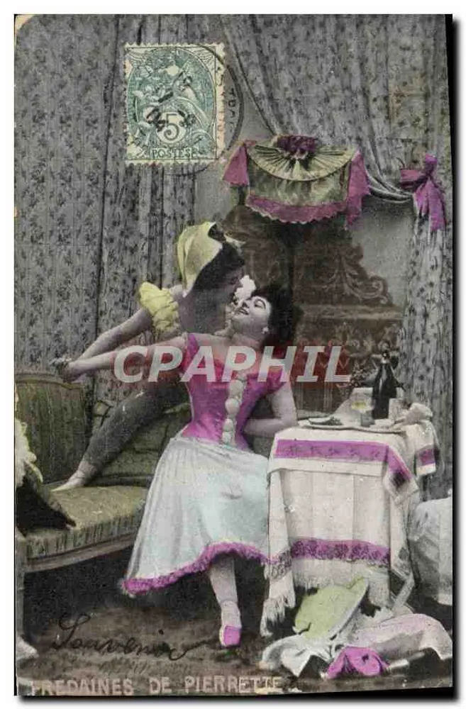 Deux danseuses en scène — scène de cabaret — éditeur PIERRETTE - Vorderseite