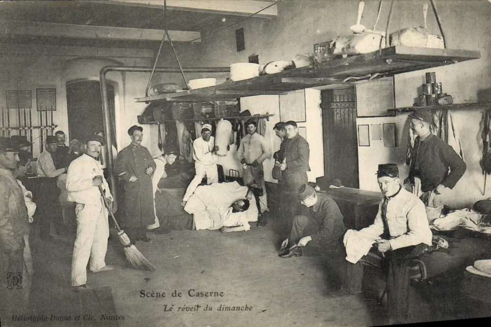 Cena de Quartel — O acordar do domingo — Héliotypie Dugus e Cie, Nantes - Frente