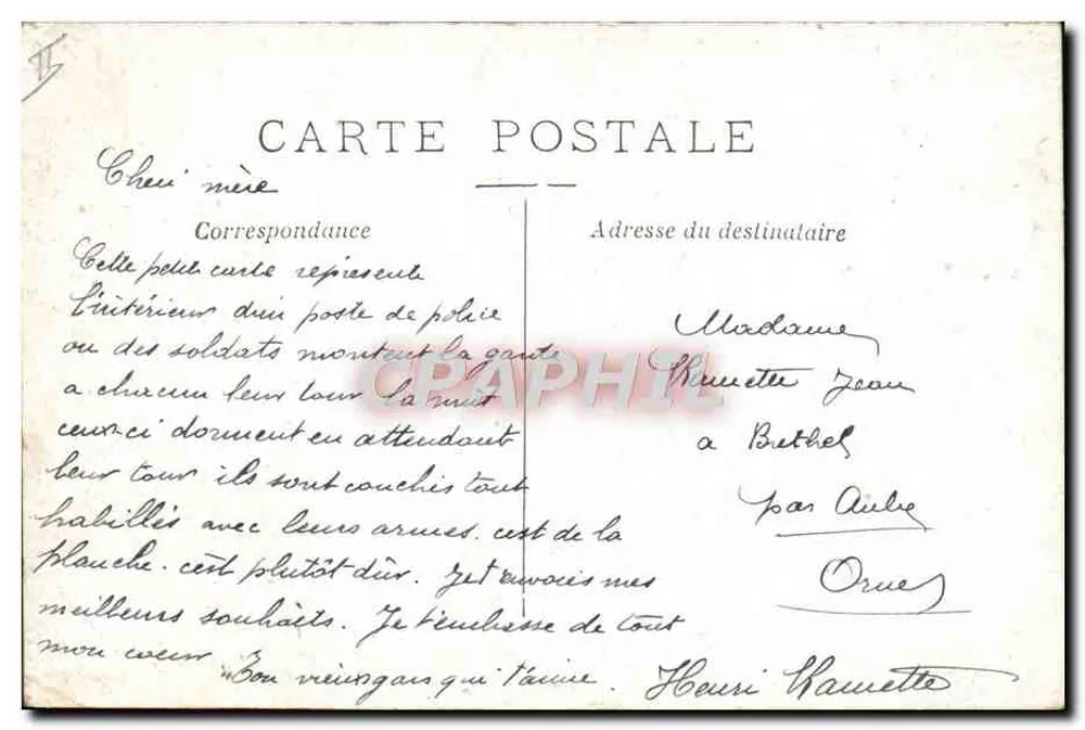 Die Kasernen — Die Seite der Polizeistation — Verlag: J.B. Hamette, Paris - Rückseite