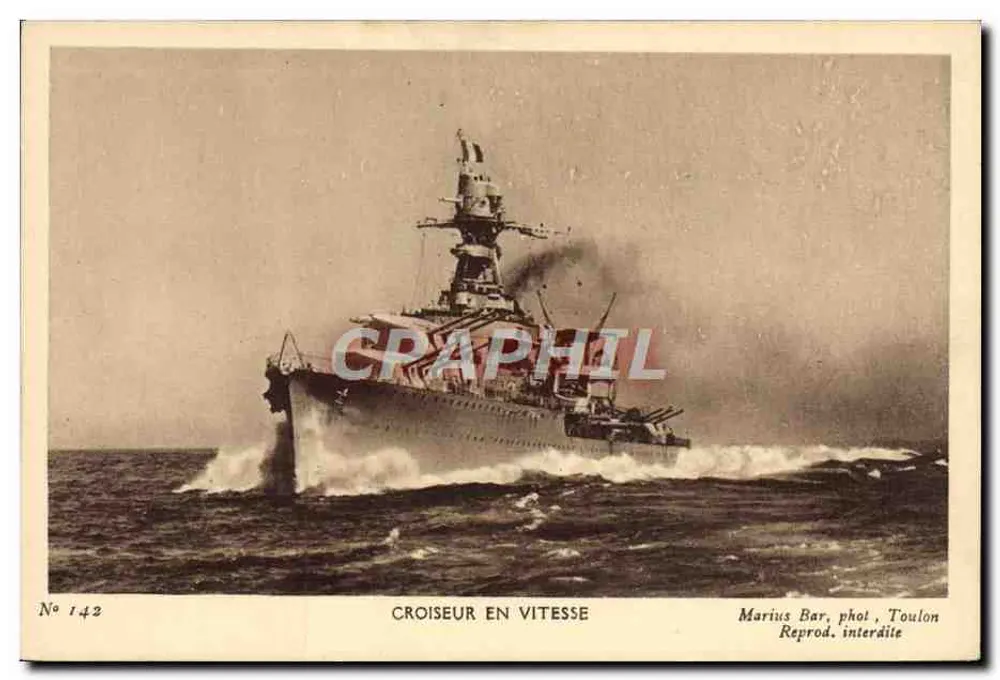 Kreuzer in voller Geschwindigkeit — Marius Bar, phot. Toulon — n° 142 - Vorderseite