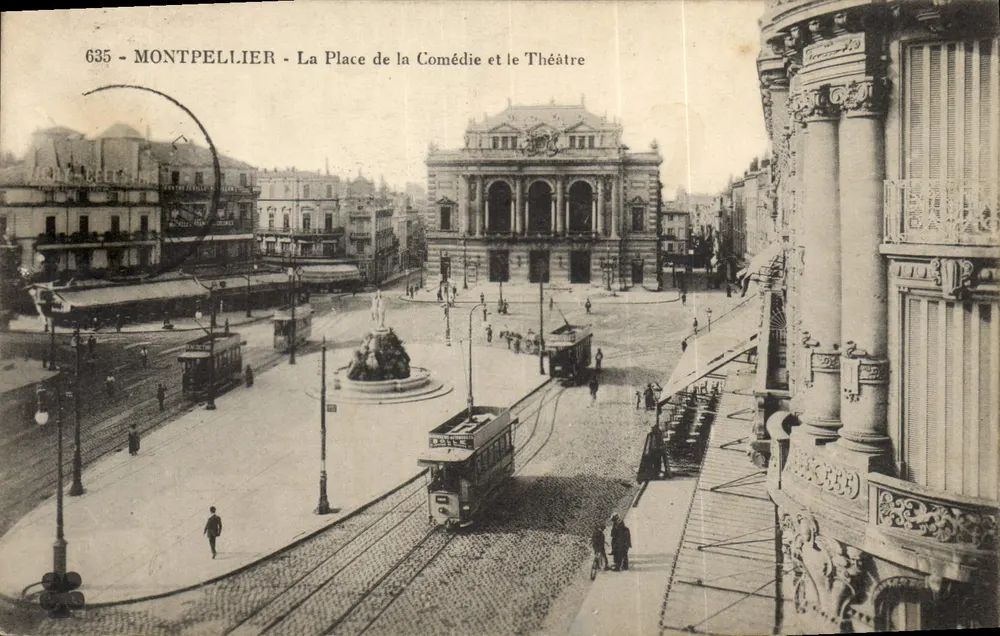Montpellier - Die Place de la Comédie und das Theater — unbekannter Verlag, Nr. 635 - Vorderseite