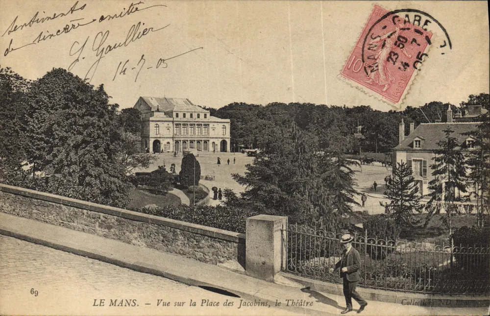 Le Mans — Ansicht der Place des Jacobins, des Theaters — Collection N.D. 69 - Vorderseite