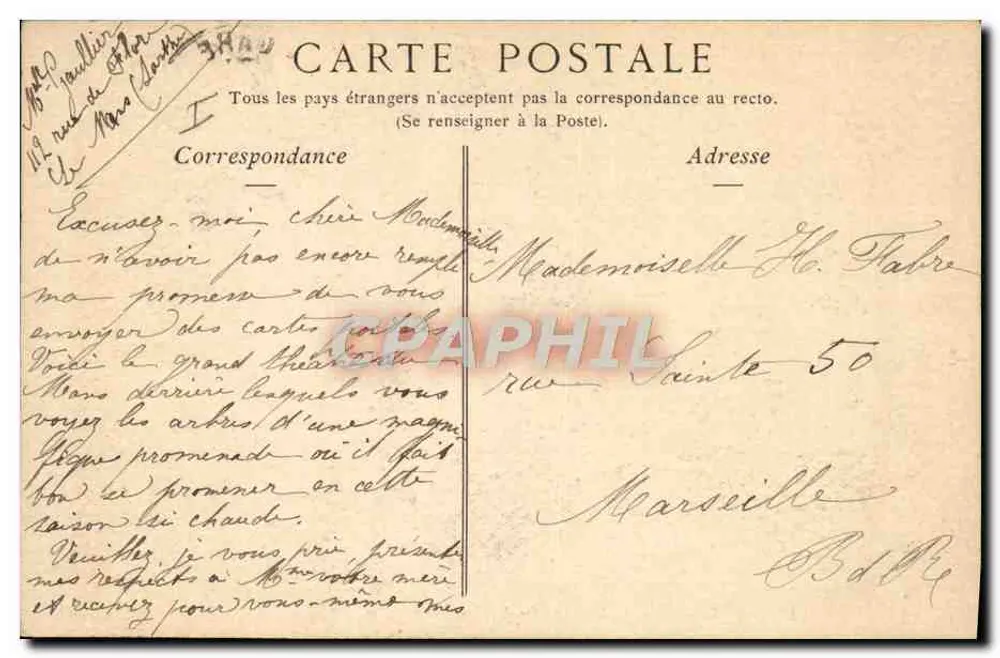 Le Mans — Ansicht der Place des Jacobins, des Theaters — Collection N.D. 69 - Rückseite