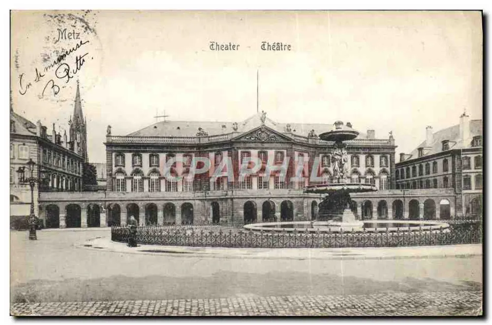 Metz — Teatro e fonte — Editado por F. Connard, Metz - Frente