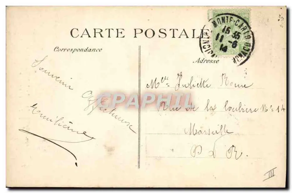 Monte-Carlo — Le Théâtre du Casino — Paul Vasseur, édit. Nice - Rückseite