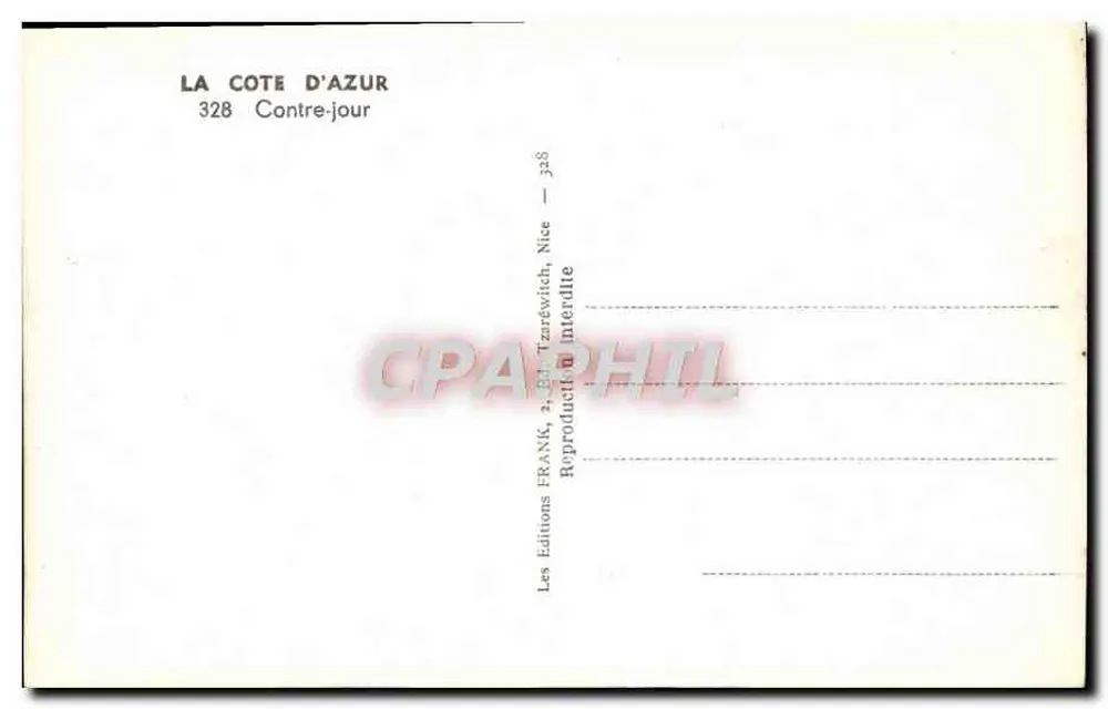 A Côte d'Azur — Contra-luz — Edições Frank, Nice - Verso