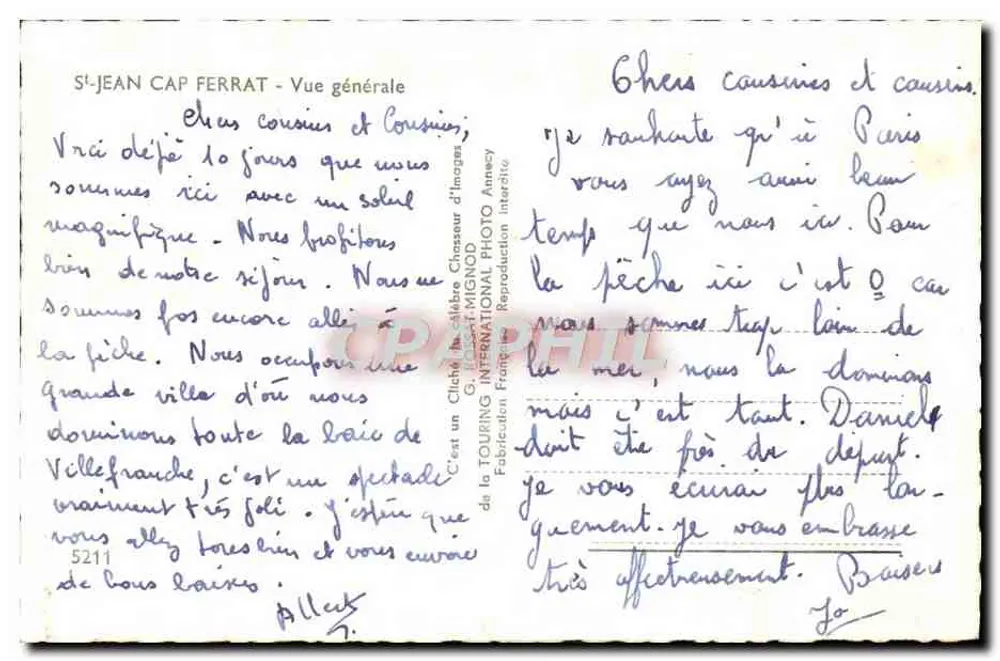 Saint-Jean-Cap-Ferrat — Vista geral — Cliché G. Basset-Mignod - Verso