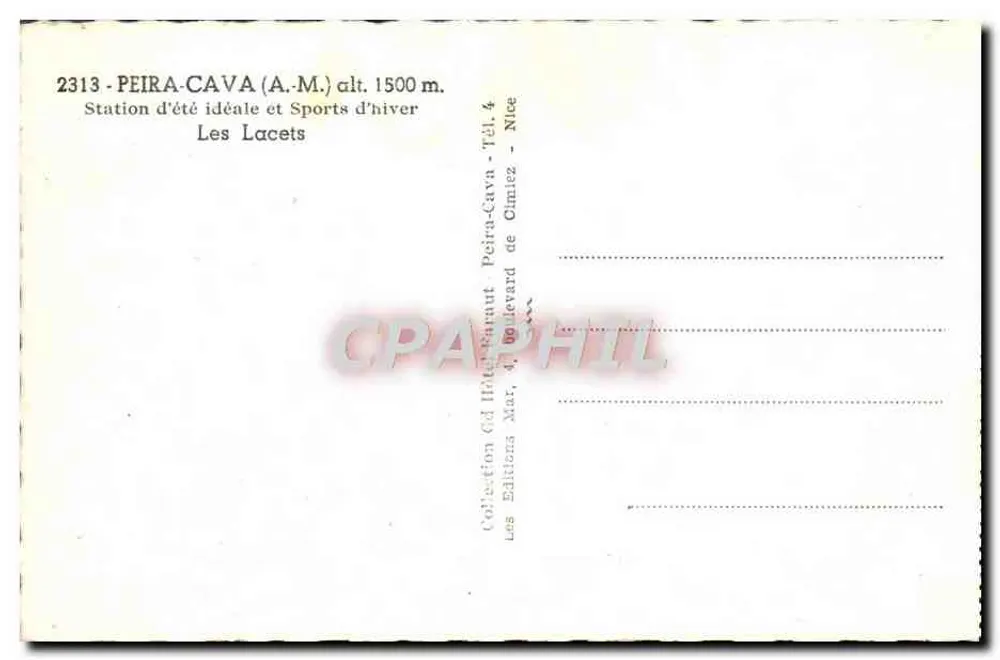 Die Passagen — PEIRA-CAVA (A.M.) alt. 1500 m. — Éditions H. Barmut, Nice - Rückseite