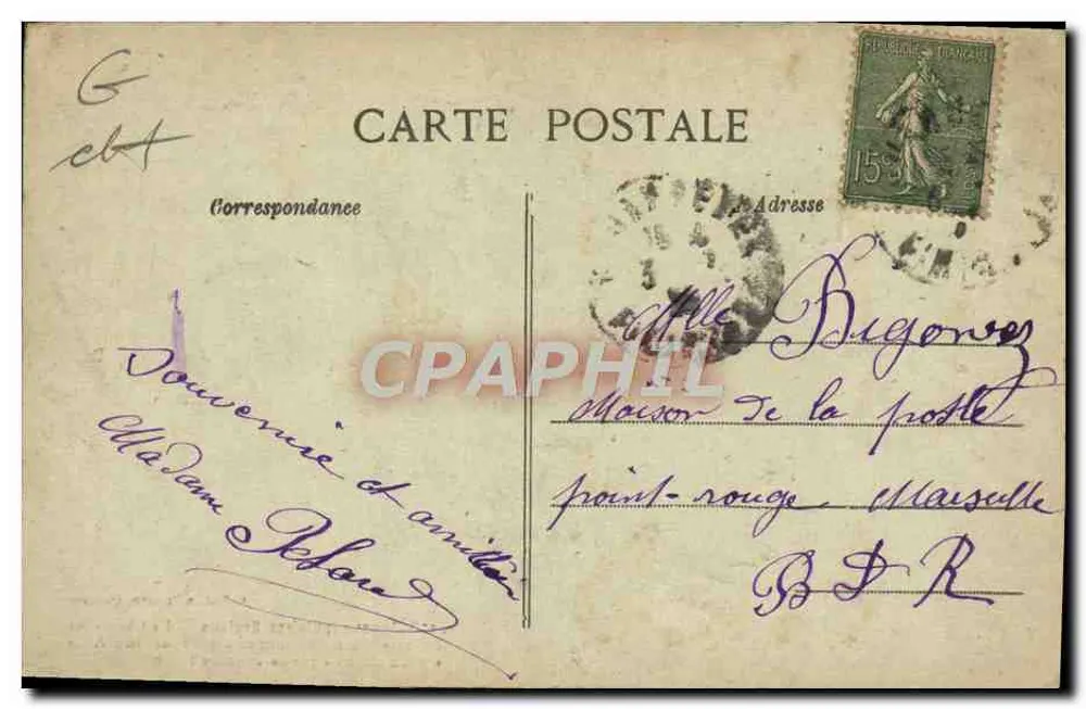 La Chantense auf ihrem Auto — Volksbilder der Bretagne — Sammlung VILLARD, Quimper - Rückseite