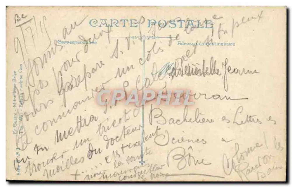 Im Krieg — belgische Maschinengewehre — L.V.C. - Rückseite