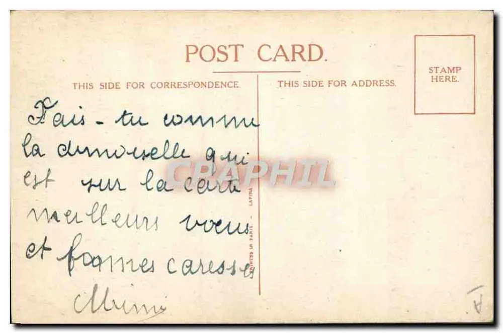 Dziecko w zimowym płaszczu — ptak przewożący list — wydawca Right, nr 2744 - Rewers