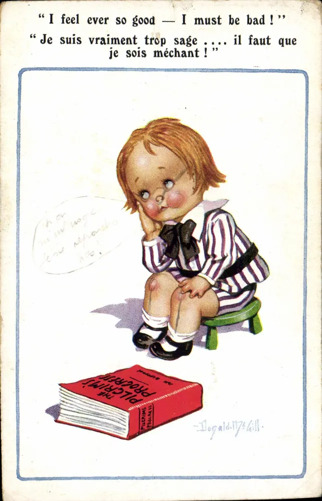 Griesgrammes Kind — 'Ich bin wirklich zu gut... ich muss böse sein!' — Inter-Art Co. 'COMIQUE' Serie, Nr. 6785 - Vorderseite