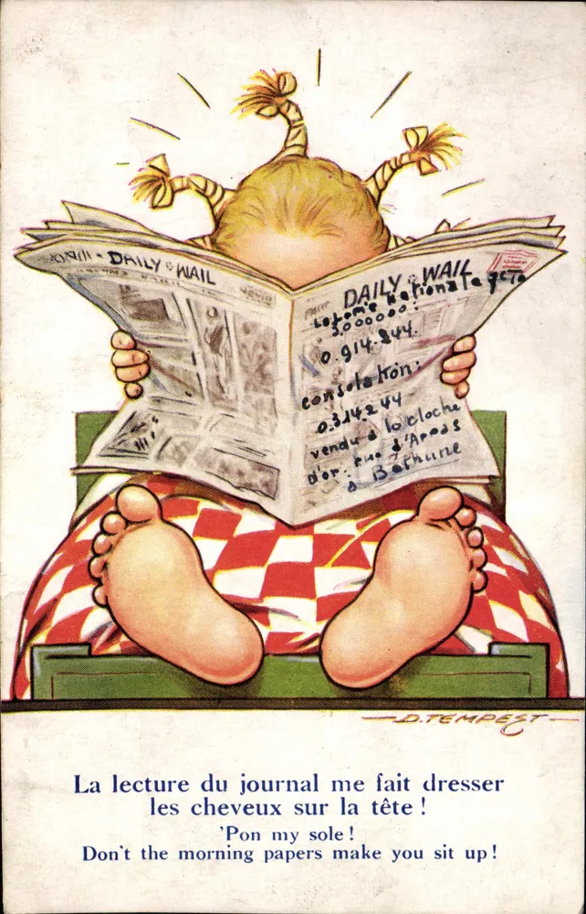 Kind, das den Daily Mail liest — Zeichnung von D. TEMPEST — Verleger BETHUNE - Vorderseite
