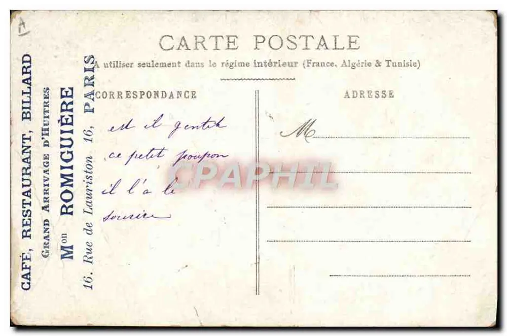Lächelndes Baby mit Flasche — Verleger Billard, Paris - Rückseite