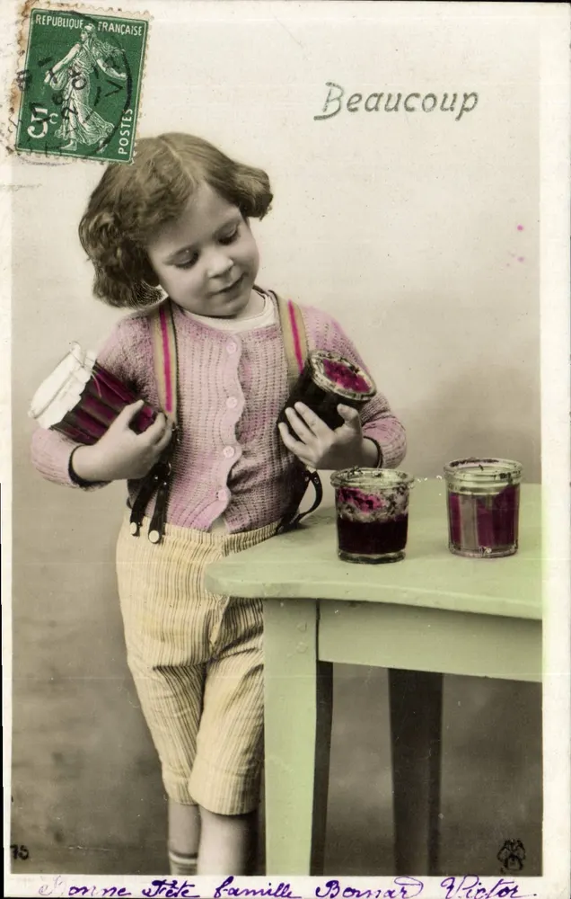 Menina segurando potes de geleia — Muitos — editor desconhecido, n° 75 - Frente