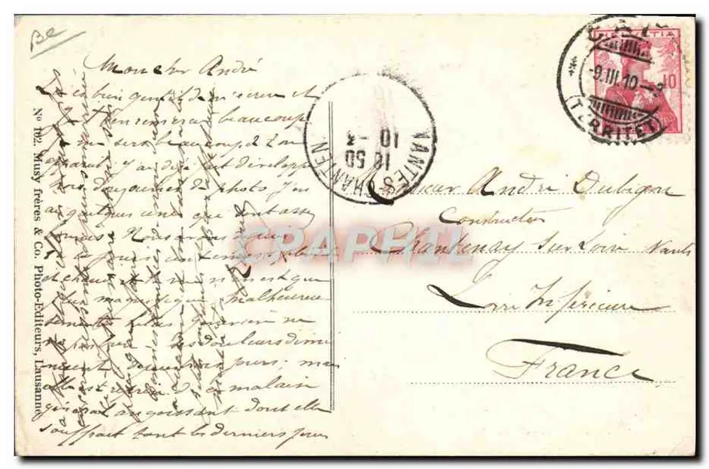 Bobsleigh in Höchstgeschwindigkeit — Winter-Szenenfoto — Nr. 102, May Feres & Co., Lausanne - Rückseite