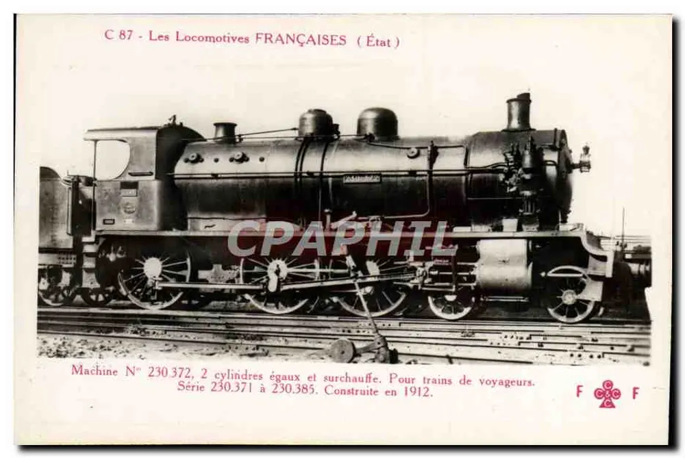 Locomotiva francesa n° 230.372 — Série 230.371 a 230.385 — Editor F. Fleury & Cie, Paris - Frente