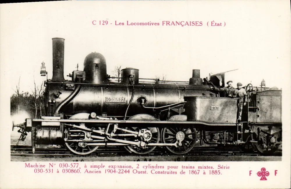 Locomotiva francesa n° 030-577 — Série 030-531 a 030-860 — Editor F. F. Paris - Frente