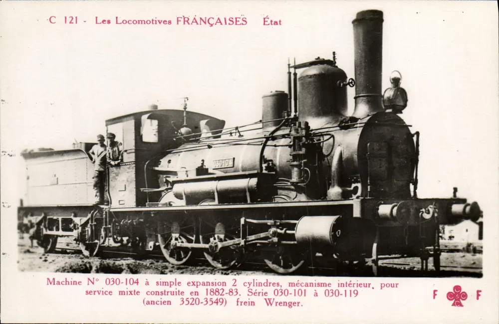 Locomotiva francesa n° 030-104 — Série 030-101 a 030-119 — Editor F.F. - Frente