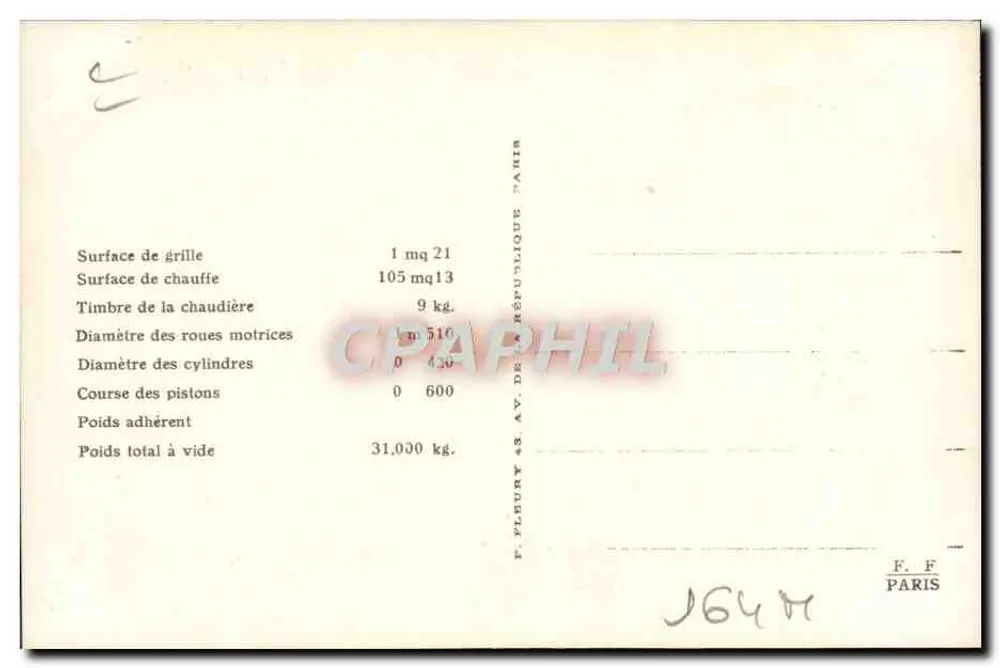 Mischlokomotive Nr. 030-075 — Staatsgesellschaft — Serie 030-071 bis 030-078 — gebaut 1881 - Rückseite
