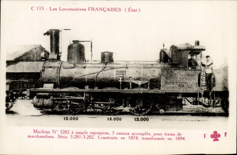 Locomotiva francesa N° 3282 — Série 3.281-3.282 — Editor F. Pleurey, Paris - Frente