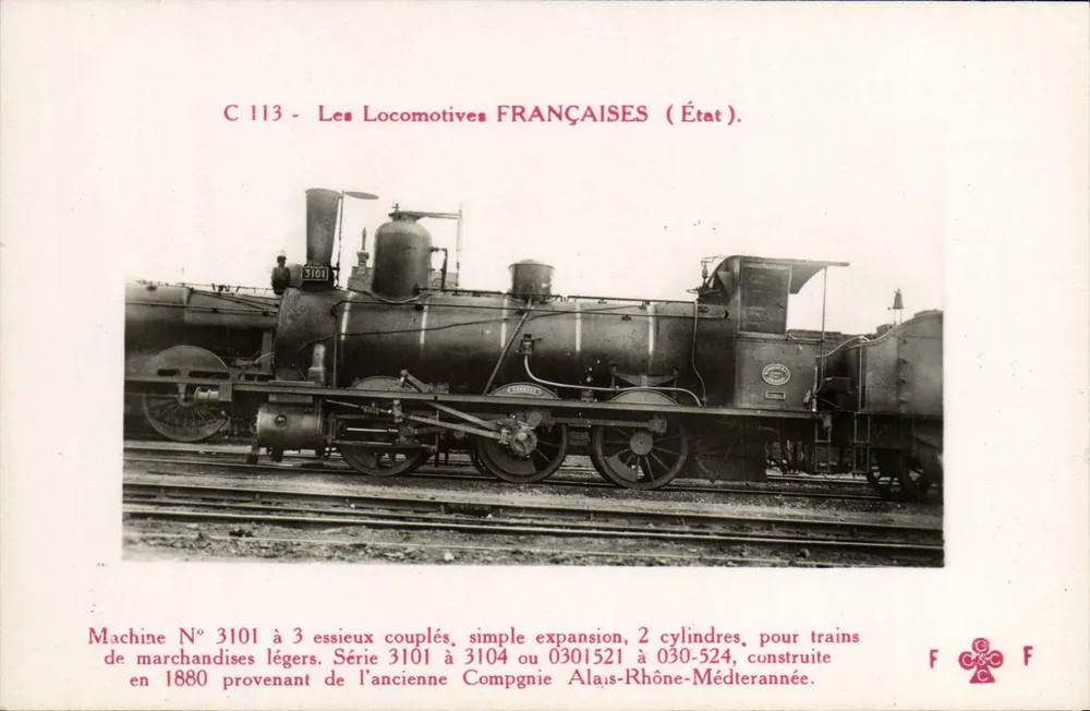 Locomotiva francesa — Série 3101 a 3104, Compagnie Alsace-Rhône-Méditerranée — Editor F. F. - Frente