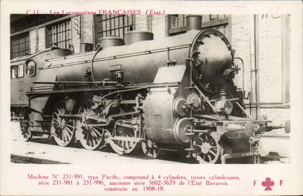 Locomotiva francesa tipo Pacific — série 231-991 — editor F. F. Paris - Frente