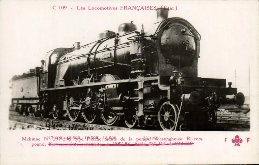 Französische Lokomotive — Typ Pacific Bi-compound — Zustand - Vorderseite