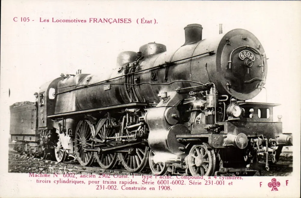 Locomotiva francesa n° 6002 — Série 6001-6002 — Editor F. F. - Frente