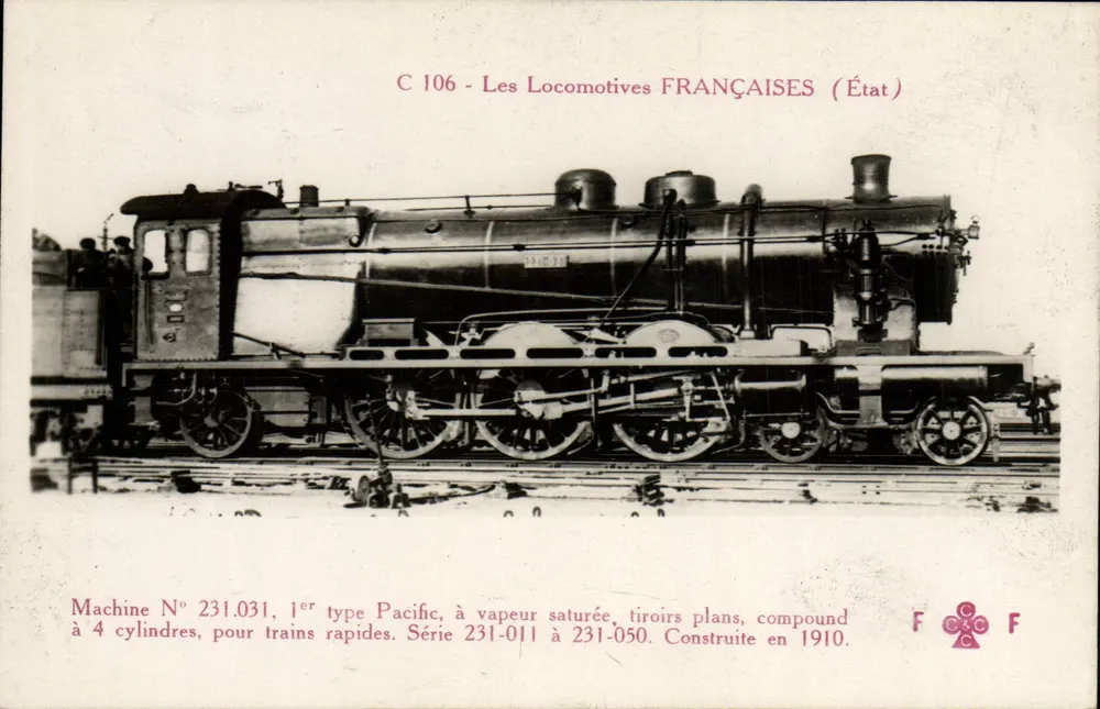 Locomotiva francesa — Máquina N° 231.031, 1º tipo Pacific — Estado - Frente