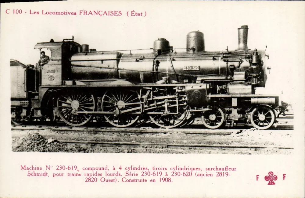 Locomotiva francesa — Série 230-619 a 230-620 (antigo 2819-2820 Oeste) — F. F. Paris - Frente