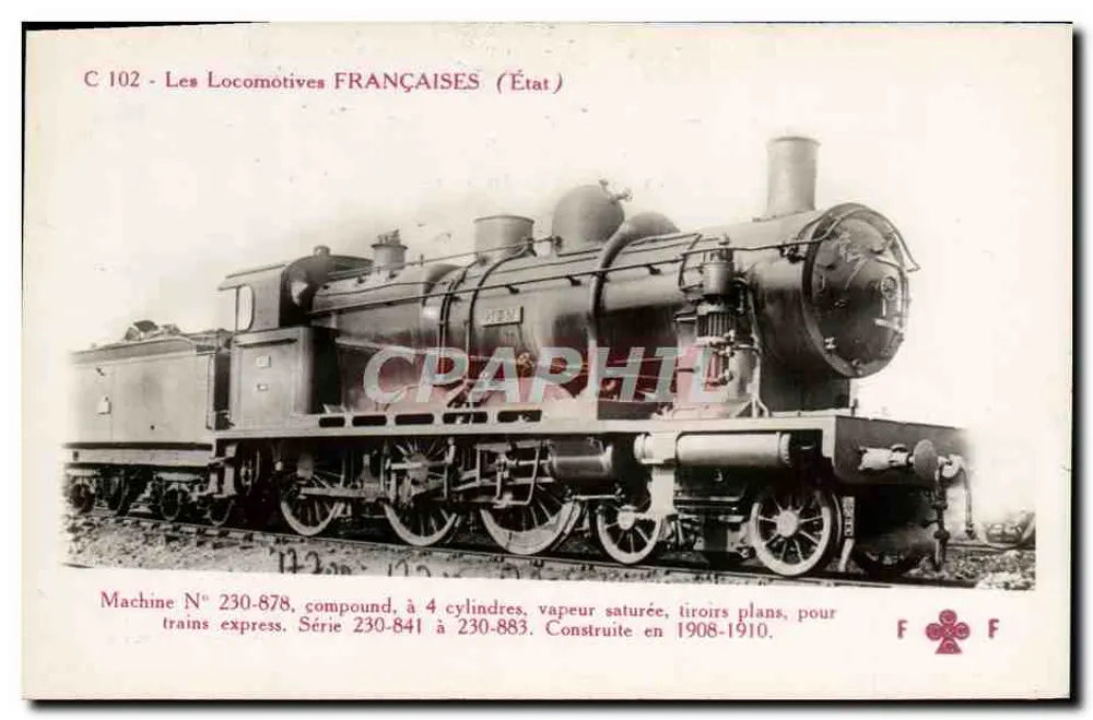 Locomotiva francesa N° 230-878 — Série 230-841 a 230-883 — Editor F. F. - Frente
