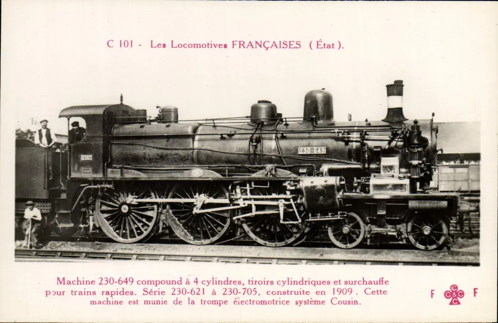 Locomotiva 230-649 — Série 230-621 a 230-705 — Editora F. Fleury & Cie, Paris - Frente