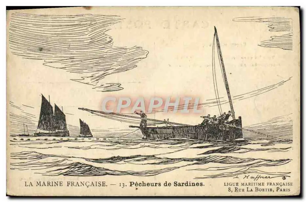 Pescadores de Sardinhas — A Marinha Francesa — Ligue Maritime Française, 8 Rue La Boétie, Paris - Frente