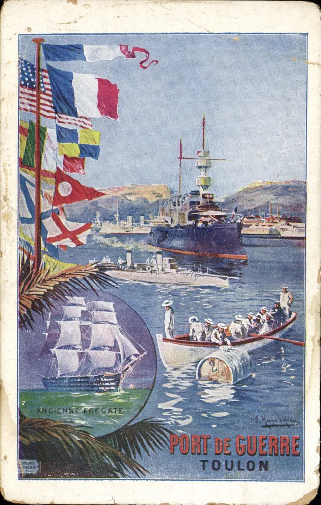 Kriegshafen Toulon — alte Fregatte und Kriegsschiff — Verlag VILLEN - Vorderseite