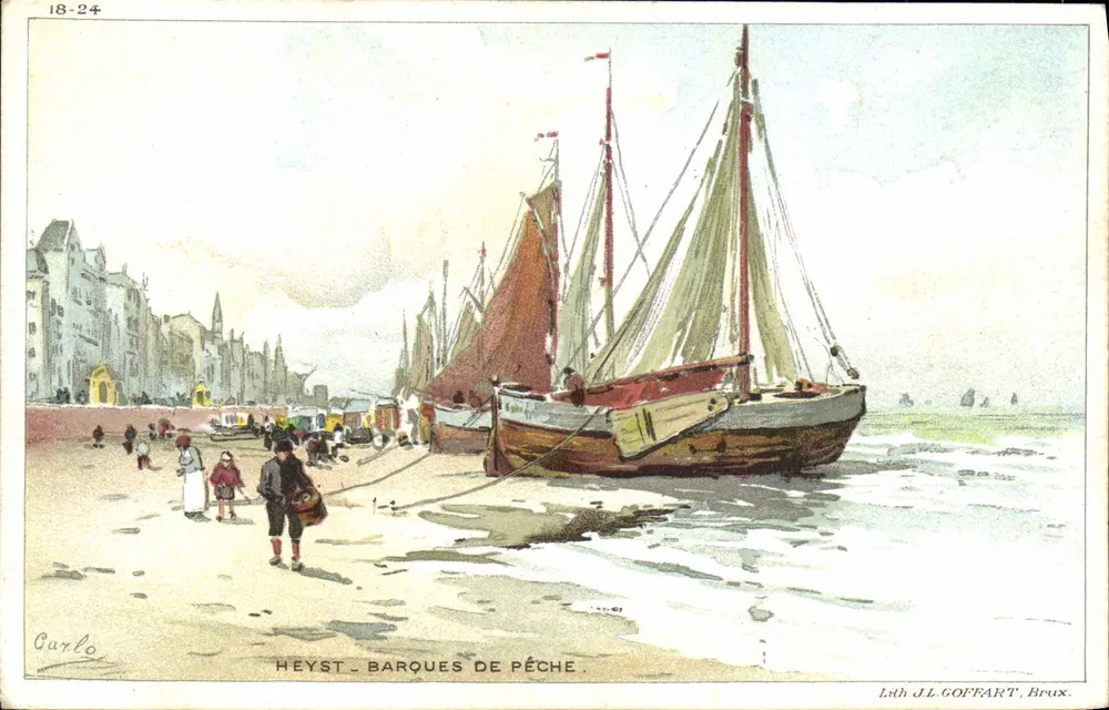 Heyst — Barcos de pesca — Lith. JL GOFFART, Brux. - Frente