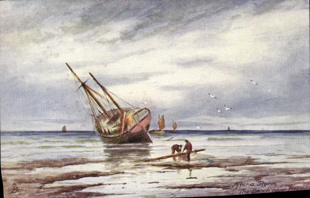 Vista após uma tempestade — A praia perto de Brighton — Tuck & Son - Frente