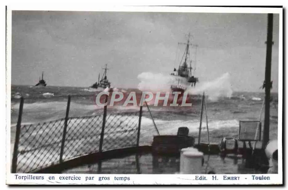 Torpedoboote im Übungseinsatz bei stürmischem Wetter — Edit. H. EMERY - Toulon - Vorderseite