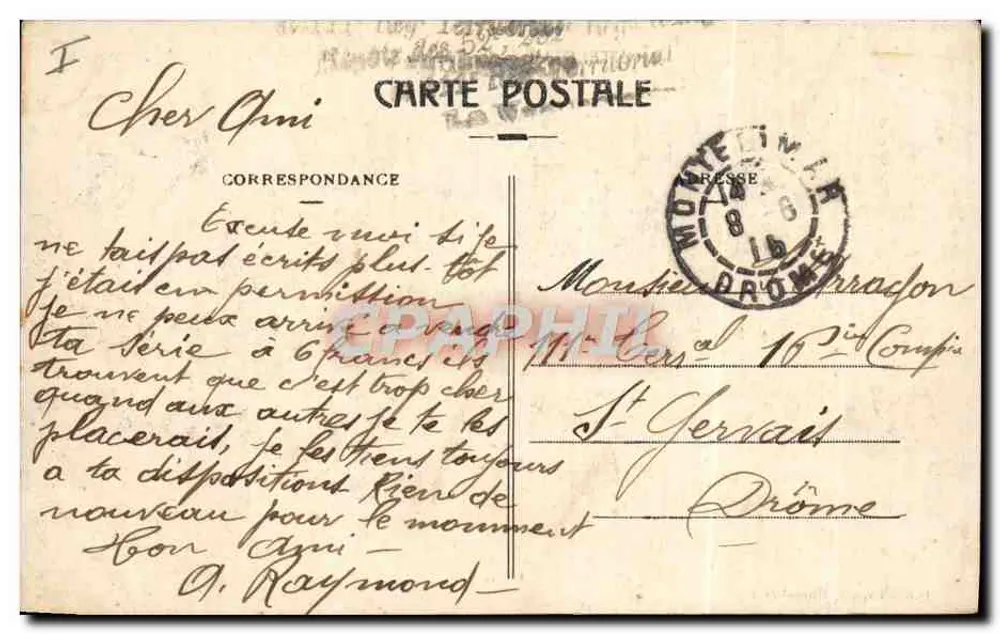 Montélimar — O Teatro — Pap. Chapuis, Montélimar - Verso