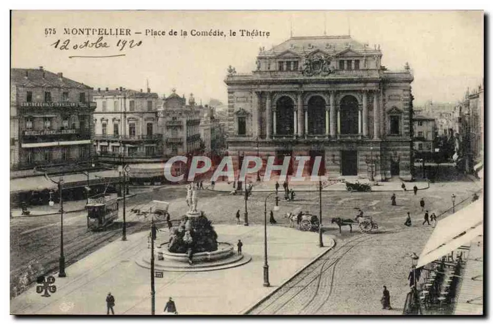 Montpellier — Place de la Comédie, das Theater — Contrecarte Paille - Vorderseite