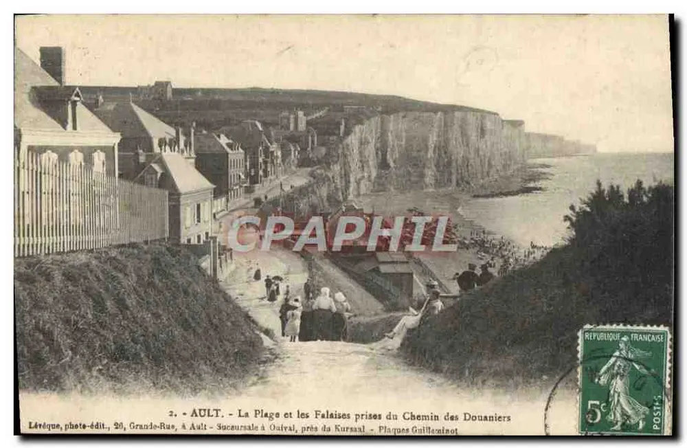 AULT - Die Strände und Klippen vom Zollweg aus gesehen — Léréque, photo-édit., 20, Grande-Rue, in Ault - Filiale in Ouvréal, in der Nähe des Kursaals - Guillaminot-Platten - Vorderseite