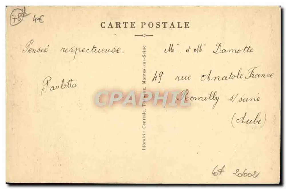 Mantes — Torre Saint-Maclou (século XIV) — Livraria Central, Mantes - Verso