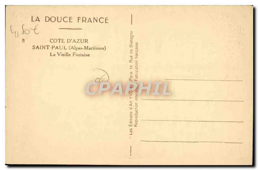 Saint-Paul (Alpes-Maritimes) — Die Alte Quelle — Les Éditions d'Art YVC, Paris - Rückseite
